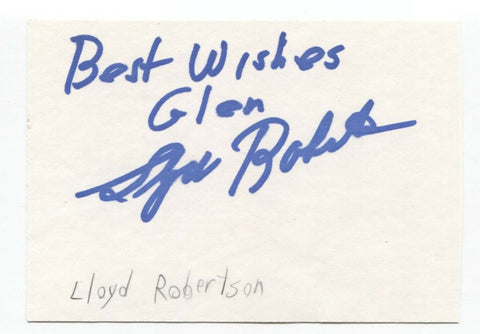 Lloyd Robertson Signed 3x5 Index Card Autographed Signature Journalist