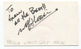 Frozen Ghost Wolf Hassel Signed 3x5 Index Card Autographed Signature