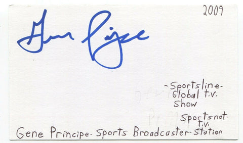 Gene Principe Signed 3x5 Index Card Autographed Canadian NHL Sports Reporter
