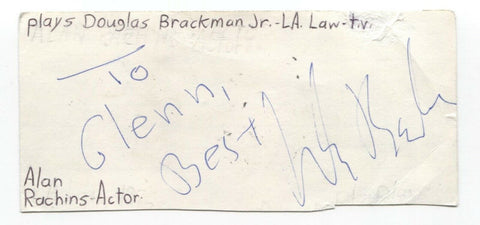 Alan Rachins Signed 3x5 Index Card Autograph Signature Actor Director L.A. Law