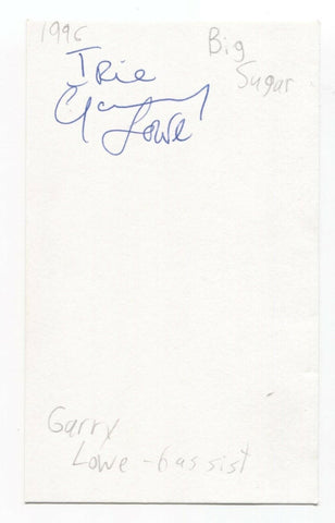 Big Sugar - Garry Lowe Signed 3x5 Index Card Autographed Signature