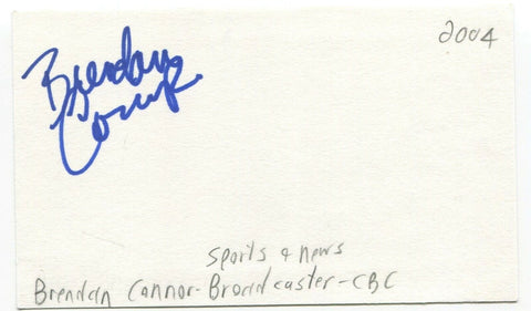 Brendan Connor Signed 3x5 Index Card Autographed Signature Journalist