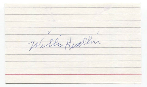 Willis Hudlin Signed 3x5 Index Card Baseball Autographed Signature