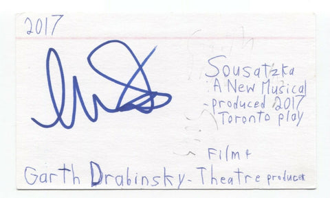 Garth Drabinsky Signed 3x5 Index Card Autographed Signature Author Writer