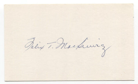 Felix Mackiewicz Signed 3x5 Index Card Baseball Autographed Signature Athletics