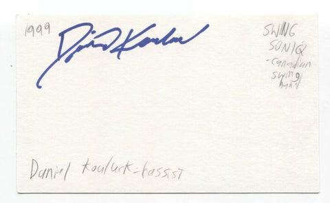 Swing Soniq - Daniel Koulack Signed 3x5 Index Card Autographed Signature Band