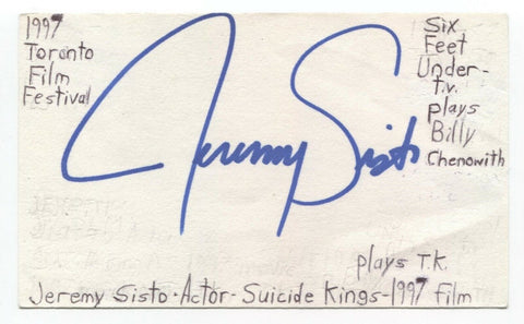 Jeremy Sisto Signed 3x5 Index Card Autographed Signature Actor Producer