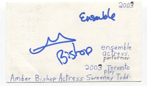 Amber Bishop Signed 3x5 Index Card Autograph Actress Sweeney Todd