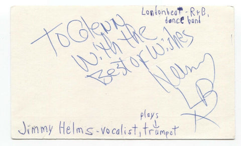 Londonbeat Jimmy Helms Signed 3x5 Index Card Autographed Signature