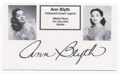 Ann Blyth Signed 3x5 Index Card Autographed Actress Twilight Zone