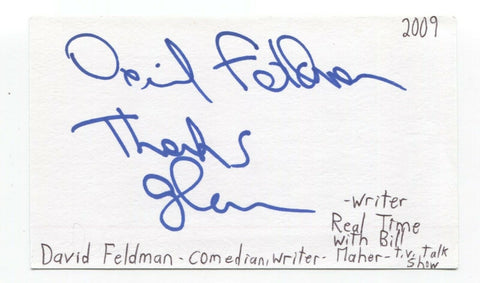 David Feldman Signed Index 3x5 Card Autographed Signature Comedian Writer