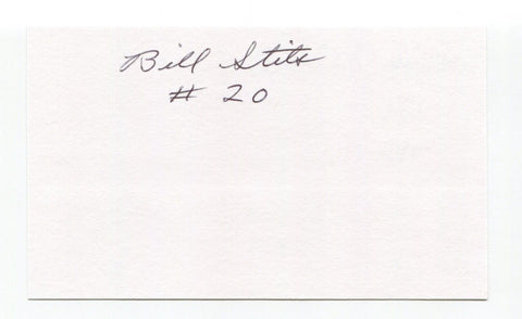 Bill Stits Signed 3x5 Index Card Autographed NFL Football Detroit Lions