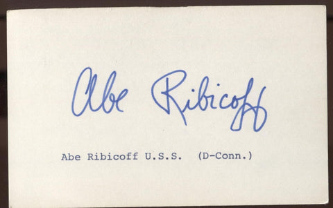 Abe Ribicoff Signed Index Card Autographed Signature AUTO United States Senator