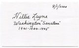 Hillis Layne Signed 3x5 Index Card Autographed Senator MLB Baseball Senators