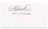 Ed Adamchik Signed 3x5 Index Card Autograph Signature NFL New York Giants