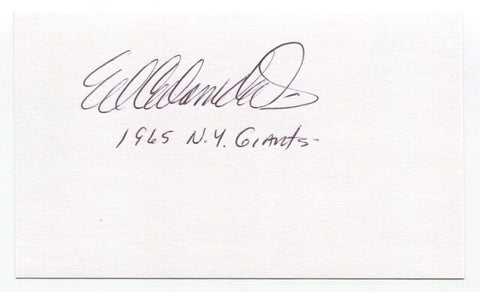 Ed Adamchik Signed 3x5 Index Card Autograph Signature NFL New York Giants