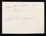 Herb Simpson Signed Index Card Autographed Baseball Signature