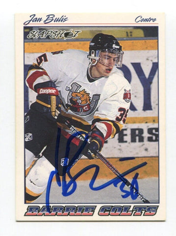 1995 Slapshot Jan Bulis Signed Card Hockey NHL AUTO #24 Barrie Colts