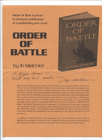 Ib Melchior Signed Pamphlet Autographed Science Fiction Writer Order of Battle