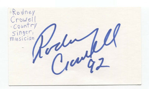 Rodney Crowell Signed Index Cut 3x5 Card Autographed Signature Country Singer