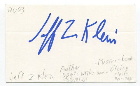 Jeff Z. Klein Signed 3x5 Index Card Autographed Canadian Author Writer Editor