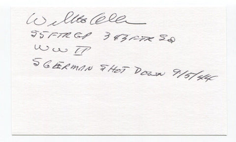 William H. Allen Signed 3x5 Index Card Autographed WWII United States Navy
