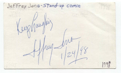 Jeff Jena Signed 3x5 Index Card Autographed Signature Comedian Comic Actor