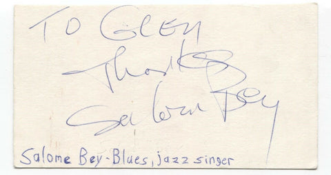 Salome Bey Signed 3x5 Index Card Autographed Signature Blues Jazz Singer