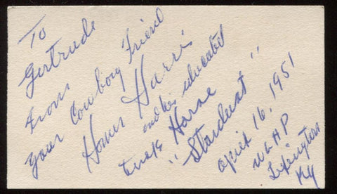 Homer Harris and "Stardust"  Signed Card  Autographed Authentic Signature