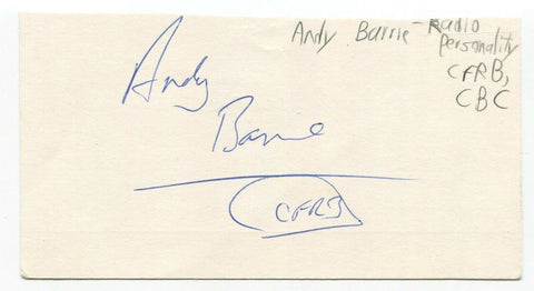 Andie Barrie Signed 3x5 Index Card Autographed Signature Radio Personality