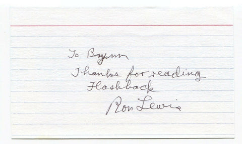 Ron Lewis Signed 3x5 Index Card Autographed Signature Author Flashback