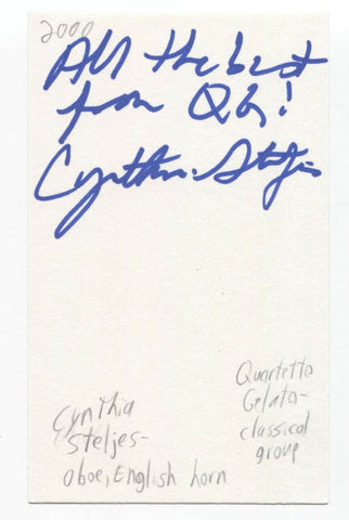 Quartetto Gelato - Cynthia Steljes Signed 3x5 Index Card Autographed Signature