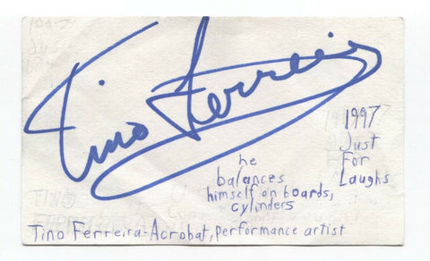 Tina Ferreira Signed 3x5 Index Card Autographed Signature Dancer Journalist