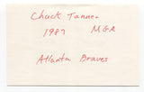 Chuck Tanner Signed 3x5 Index Card Autographed MLB Baseball Chicago Cubs