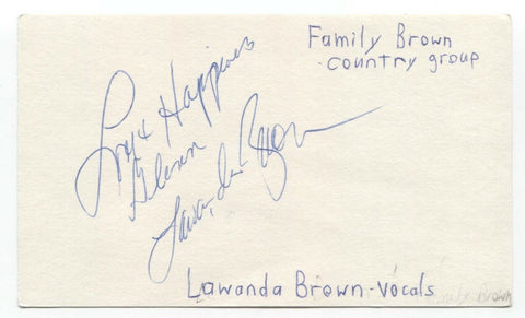 Family Brown - Lawanda Brown Signed 3x5 Index Card Autographed Signature Band