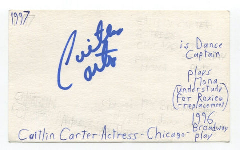 Caitlin Carter Signed 3x5 Index Card Autographed Actress Big Eden Chicago