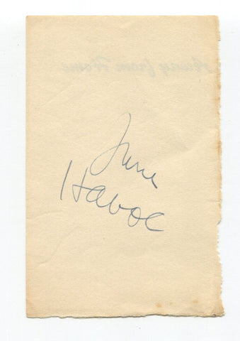 June Havoc Signed Page Cut Autographed In 1952 Actress Brewster's Millions