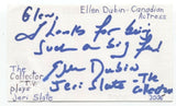 Ellen Dubin Signed 3x5 Index Card Autograph Signature Actress
