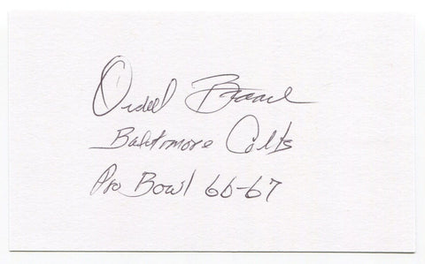 Ordell Braase Signed 3x5 Index Card Autographed  Baltimore Colts NFL ProBowl