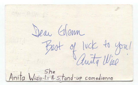 Anita Wise Signed 3x5 Index Card Autographed Signature Comedian Comic Actress