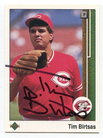 1989 Upper Deck Tim Birtsas Signed Card Baseball Autographed AUTO #638