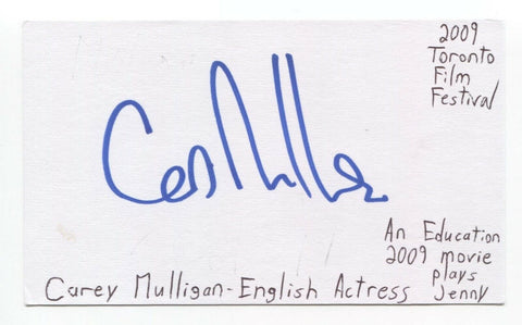 Carey Mulligan Signed 3x5 Index Card Autographed Signature Actress Doctor Who