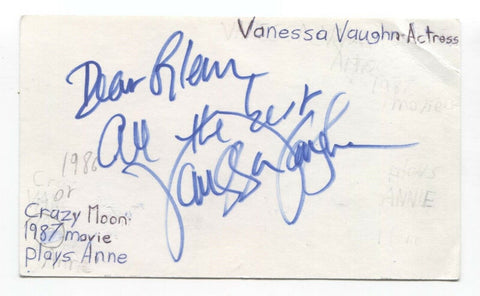 Vanessa Vaughan Signed 3x5 Index Card Autographed Signature Actress Crazy Moon