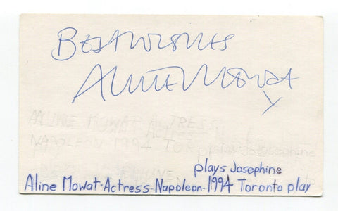 Aline Mowat Signed 3x5 Index Card Autographed Actress Maleficent Babel