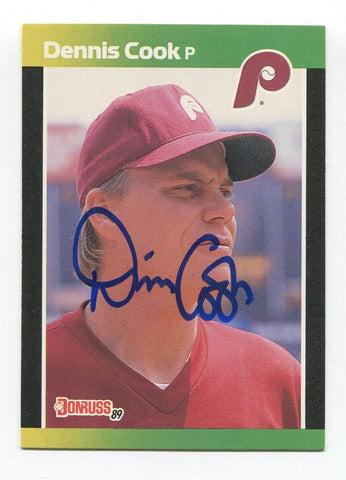 1989 Donruss Dennis Cook Signed Card Baseball MLB Autographed AUTO #327