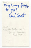 Carol Sevitt Signed 3x5 Index Card Autographed Canadian Author Loving Spoonfulls