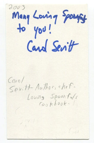 Carol Sevitt Signed 3x5 Index Card Autographed Canadian Author Loving Spoonfulls