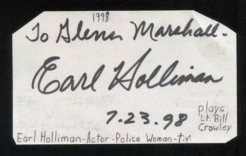 Earl Holliman Signed 3x5 Index Card Autographed Signature Actor Police Woman