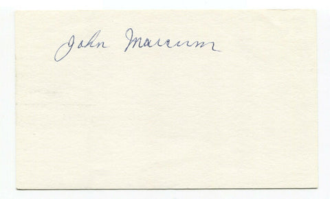 Johnny Marcum Signed 3x5 Index Card Autographed Signature Baseball