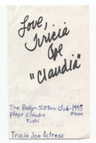 Tricia Joe Signed 3x5 Index Card Autographed Signature Actress Babysitters Club